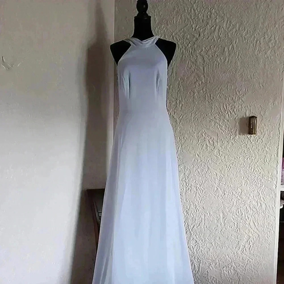 After Six Bridesmaid Dress High Neck Halter Backless Maxi Dress sz 8 - Picture 5 of 16
